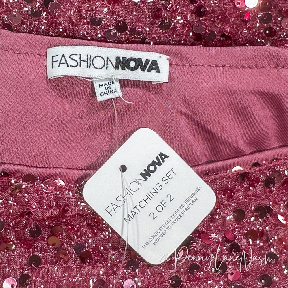 Fashion Nova Mauve Rain On Me Sequin Skirt Set - Picture 5 of 15